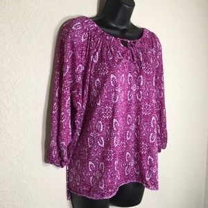 Faded Glory Purple Quarter Sleeve Blouse